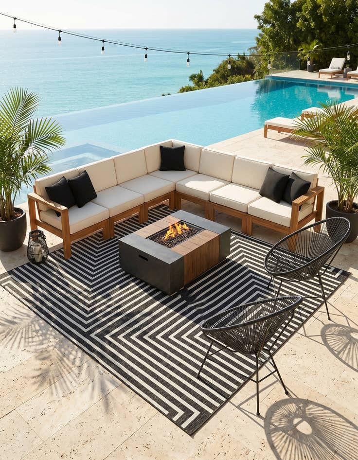 Detail image of 10' x 10' Easy-Clean Modern Indoor / Outdoor Square Rug