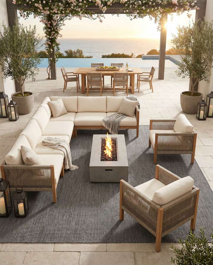 13' x 13' Easy-Clean Solid Indoor / Outdoor Square Rug