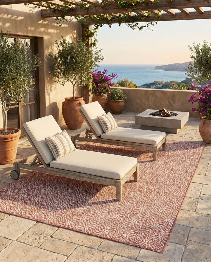 5' 3 x 8' Easy-Clean Trellis Indoor / Outdoor Rug