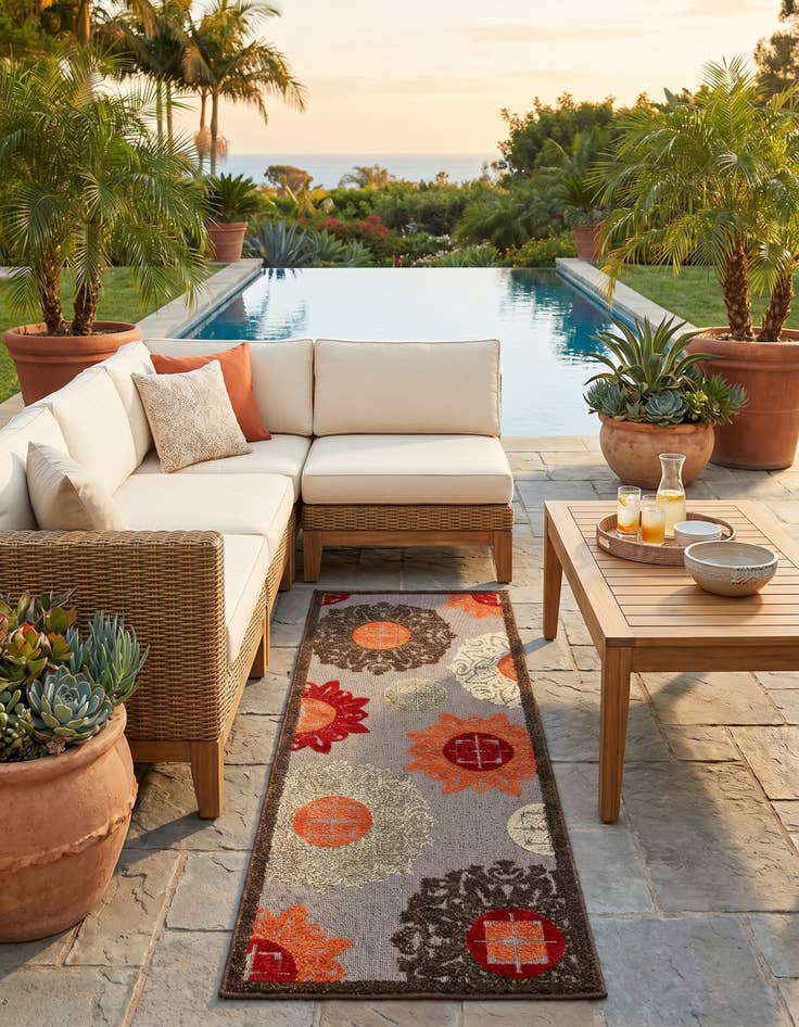 Detail image of 2' x 6' Easy-Clean Modern Indoor / Outdoor Runner Rug