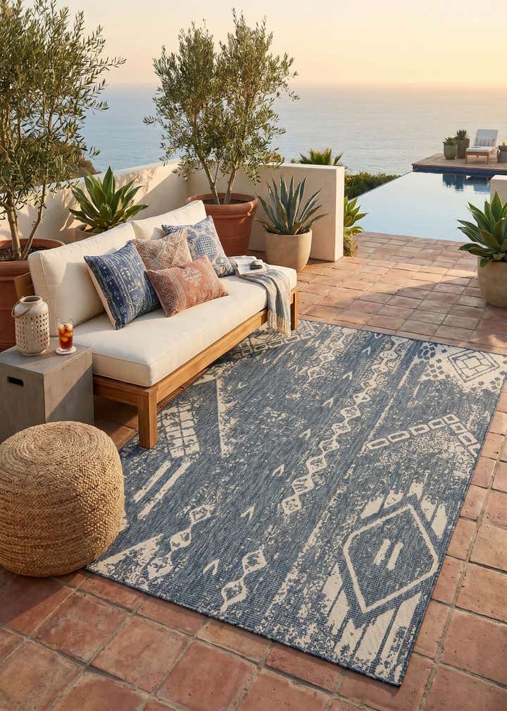 6' x 9' Easy-Clean Bohemian Indoor / Outdoor Rug