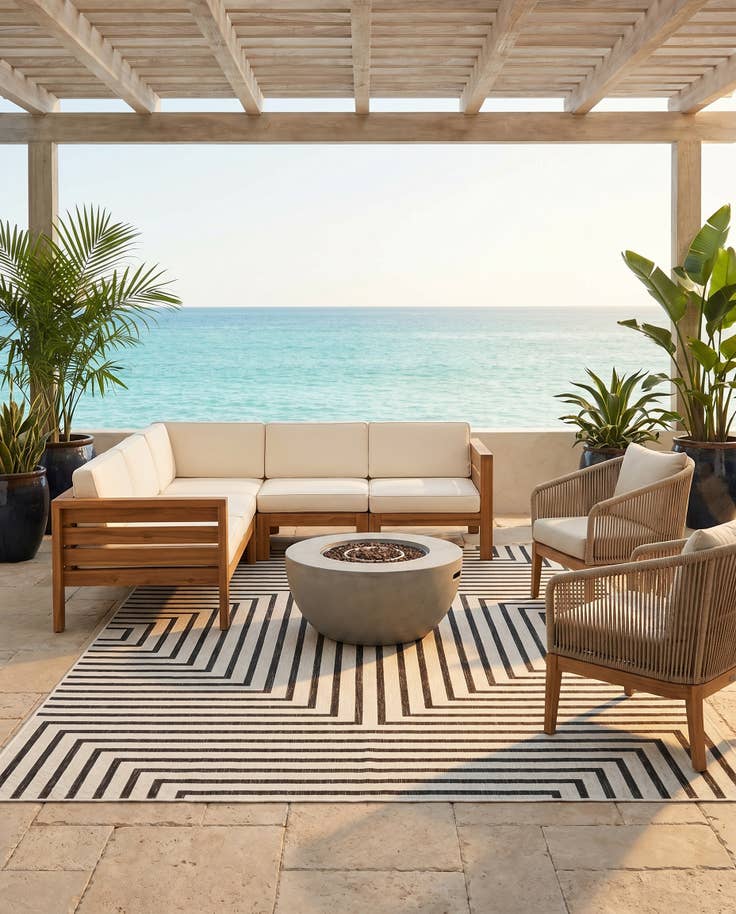 Detail image of 6' x 9' Easy-Clean Modern Indoor / Outdoor Rug