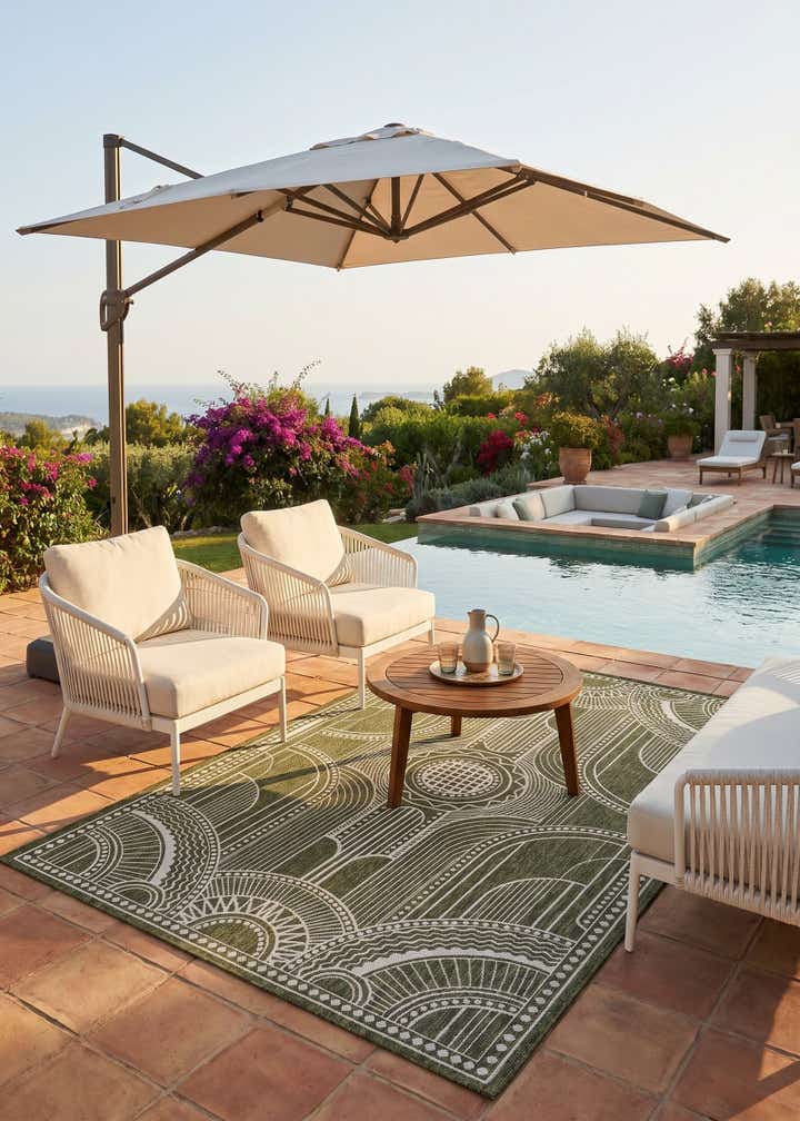 5' 3 x 8' Easy-Clean Traditional Indoor / Outdoor Rug