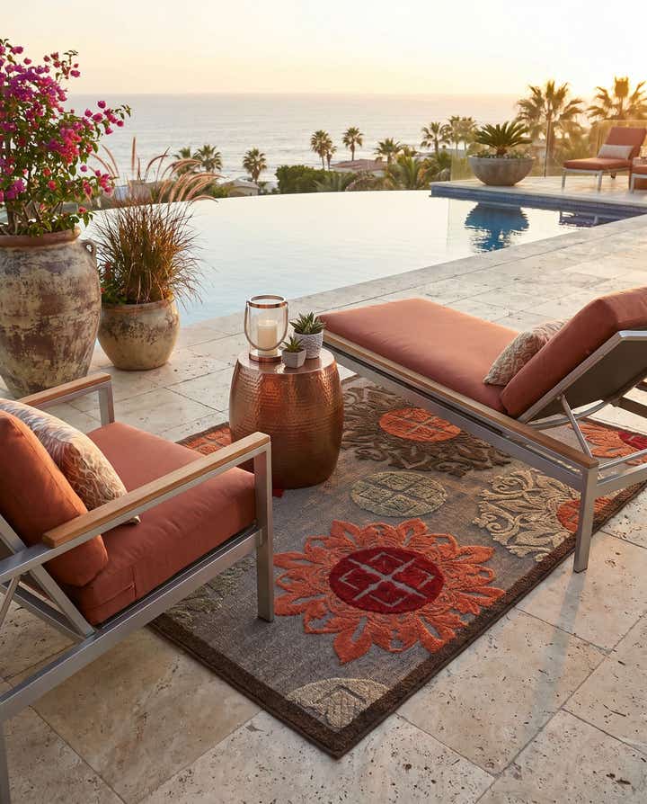 4' x 6' Easy-Clean Modern Indoor / Outdoor Rug