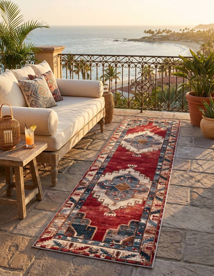 Detail image of 2' x 8' Easy-Clean Traditional Indoor / Outdoor Runner Rug