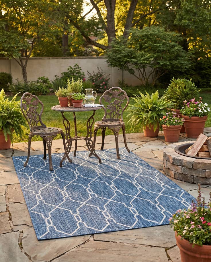 Detail image of 4' x 6' Easy-Clean Lattice Indoor / Outdoor Rug