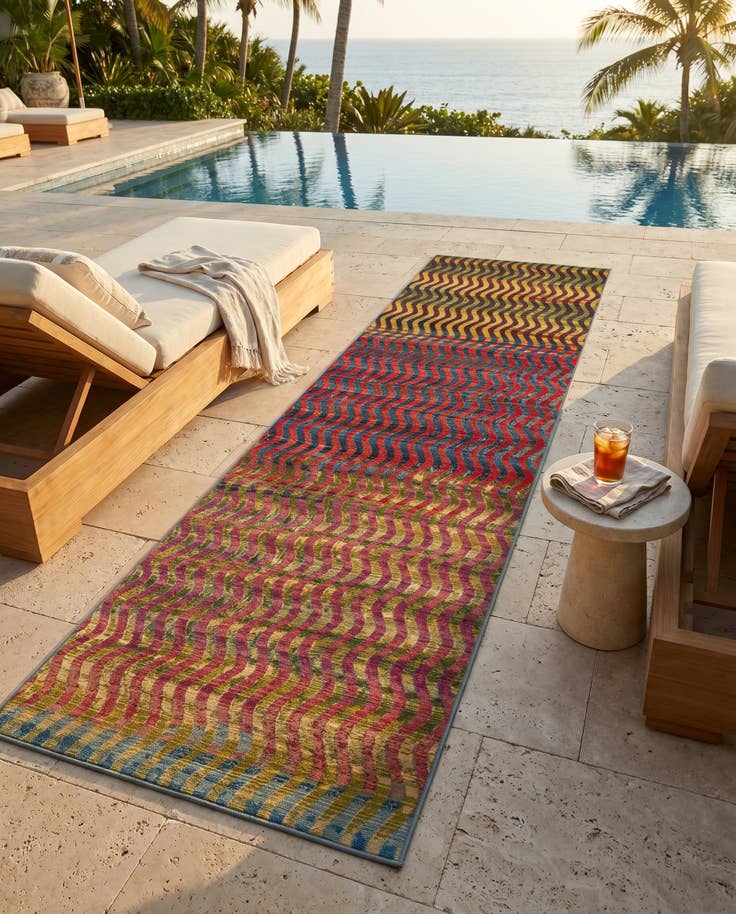Detail image of 2' 7 x 12' Easy-Clean Modern Indoor / Outdoor Runner Rug