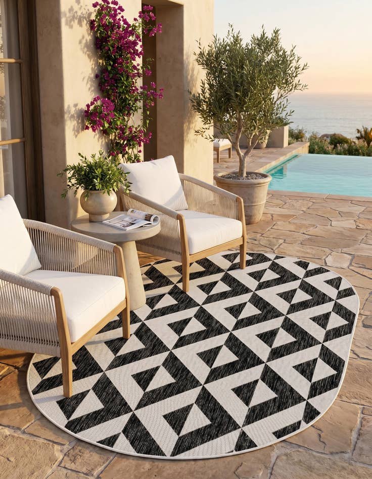 Detail image of 5' 3 x 8' Easy-Clean Jill Zarin Napa Indoor / Outdoor Oval Rug