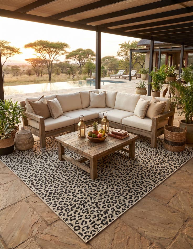 Detail image of 13' x 13' Easy-Clean Safari Indoor / Outdoor Square Rug