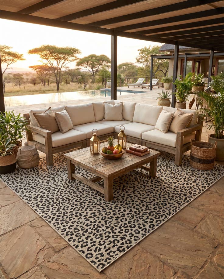 Detail image of 13' x 13' Easy-Clean Safari Indoor / Outdoor Square Rug