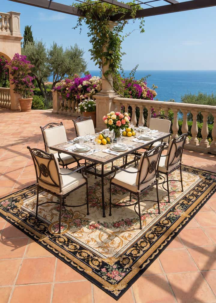 9' x 12' Easy-Clean Traditional Indoor / Outdoor Rug
