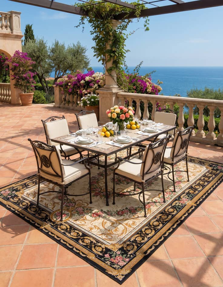 Detail image of 9' x 12' Easy-Clean Traditional Indoor / Outdoor Rug