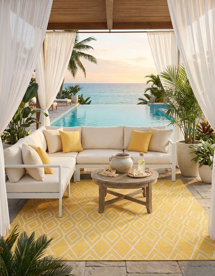 Detail image of 7' 10 x 7' 10 Easy-Clean Jill Zarin Turks and Caicos Indoor / Outdoor Square Rug