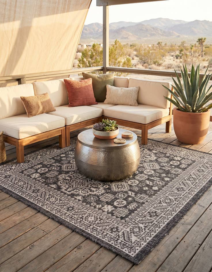 Detail image of 5' 3 x 5' 3 Easy-Clean Aztec Indoor / Outdoor Square Rug