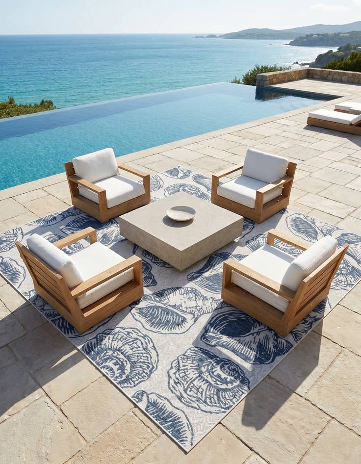 Detail image of 10' x 10' Easy-Clean Coastal Indoor / Outdoor Square Rug