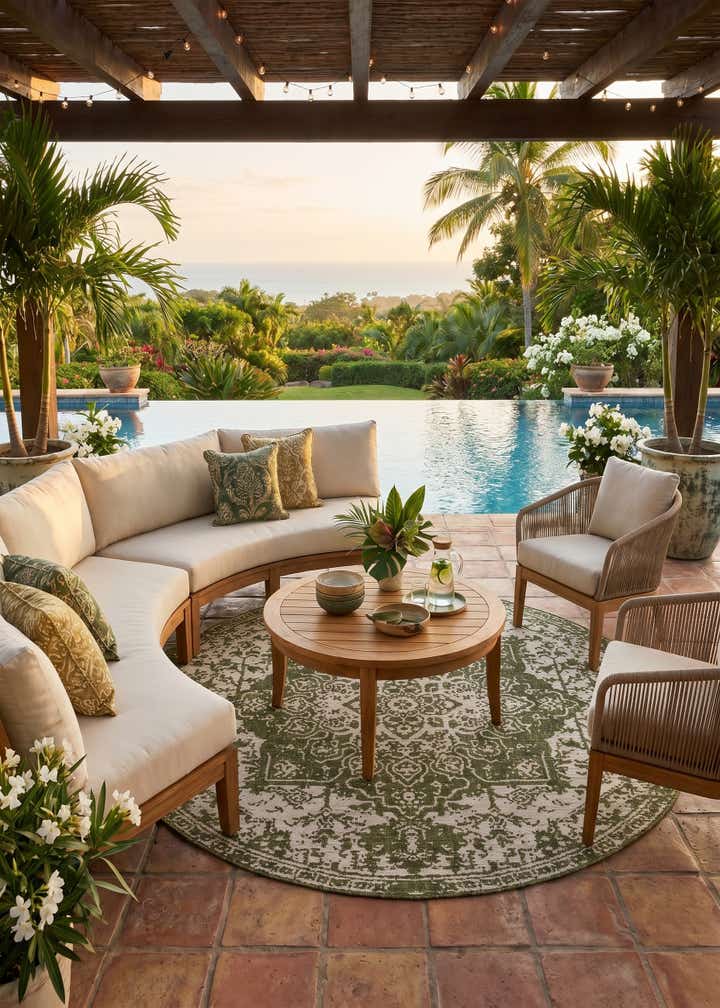 7' x 7' Easy-Clean Jill Zarin Dubai Indoor / Outdoor Round Rug