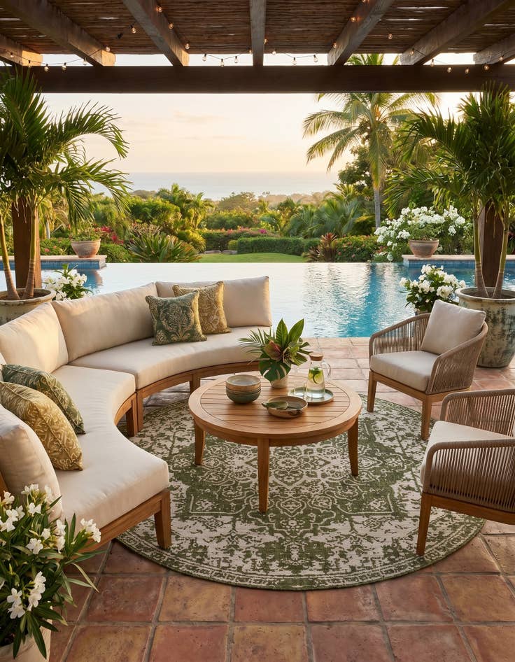 Detail image of 7' x 7' Easy-Clean Jill Zarin Dubai Indoor / Outdoor Round Rug