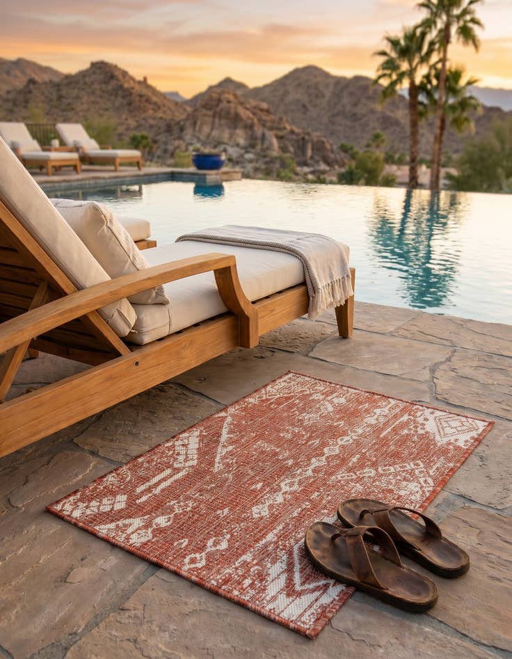 Detail image of 2' x 3' Easy-Clean Bohemian Indoor / Outdoor Rug