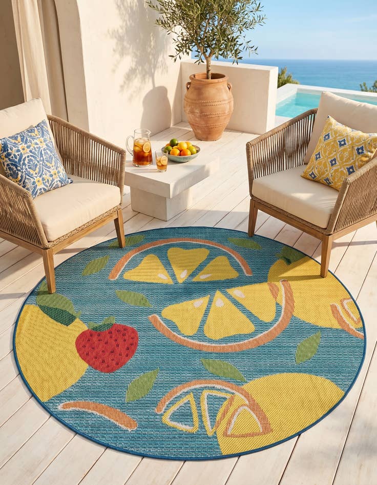 Detail image of 6' 1 x 6' 1 Easy-Clean Baja Indoor / Outdoor Round Rug