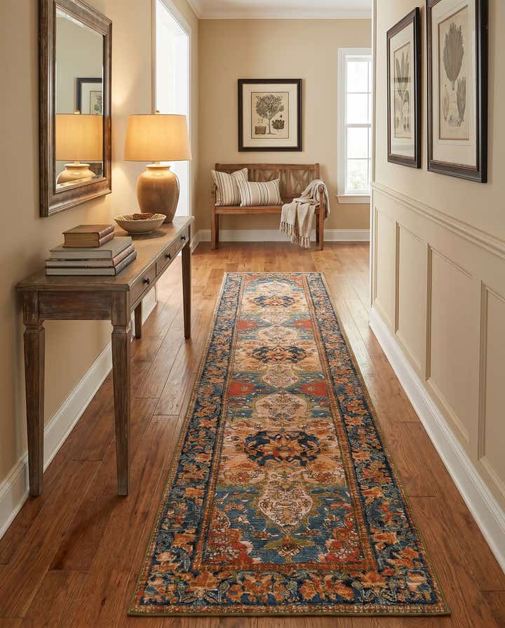 2' 7 x 12' Easy-Clean Traditional Indoor / Outdoor Runner Rug