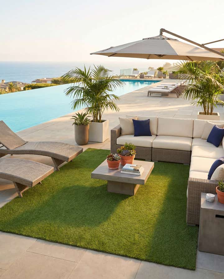 10' x 14' Easy-Clean Grass Indoor / Outdoor Rug