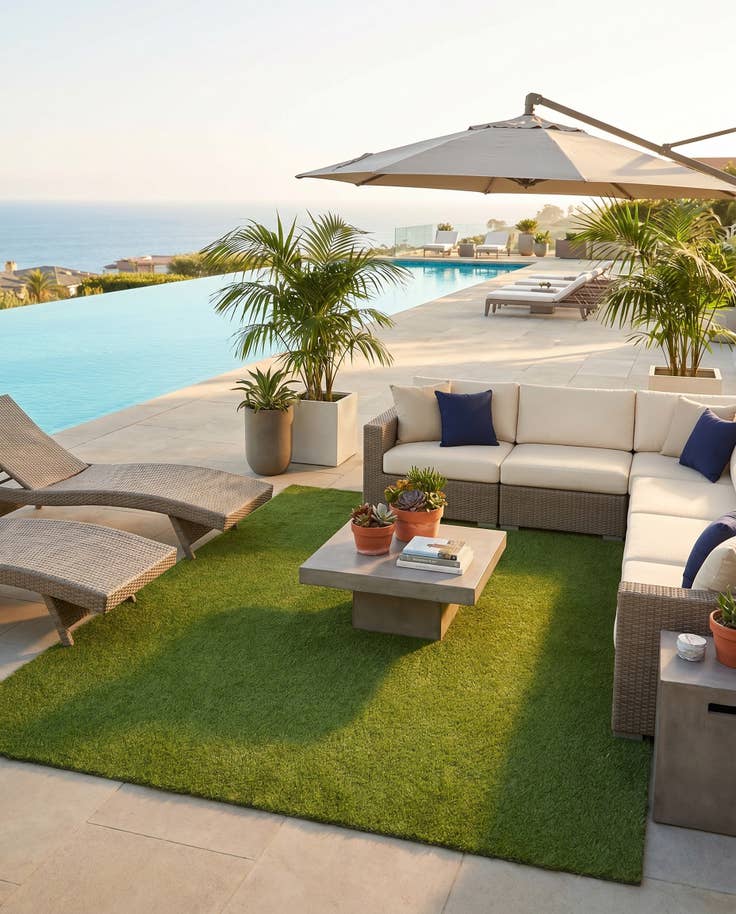 Detail image of 10' x 14' Easy-Clean Grass Indoor / Outdoor Rug