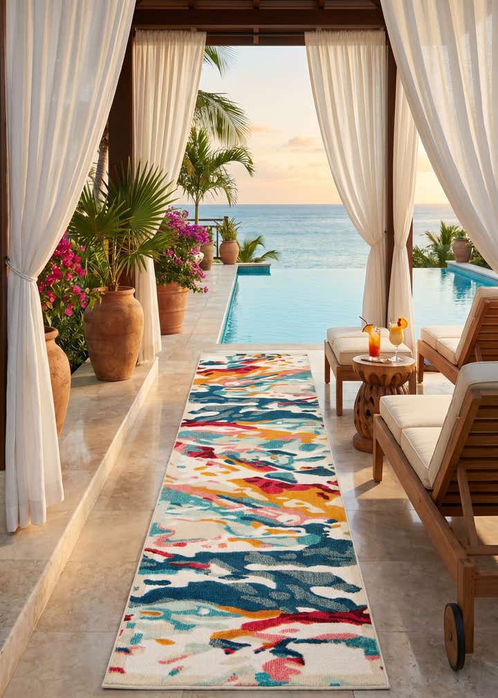 2' 7 x 10' Easy-Clean Casablanca Indoor / Outdoor Runner Rug