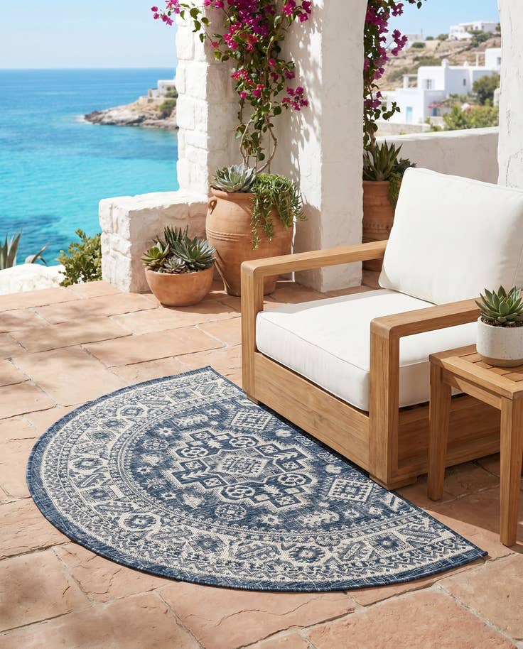 Detail image of 2' 7 x 4' Easy-Clean Aztec Indoor / Outdoor Hearth Rug