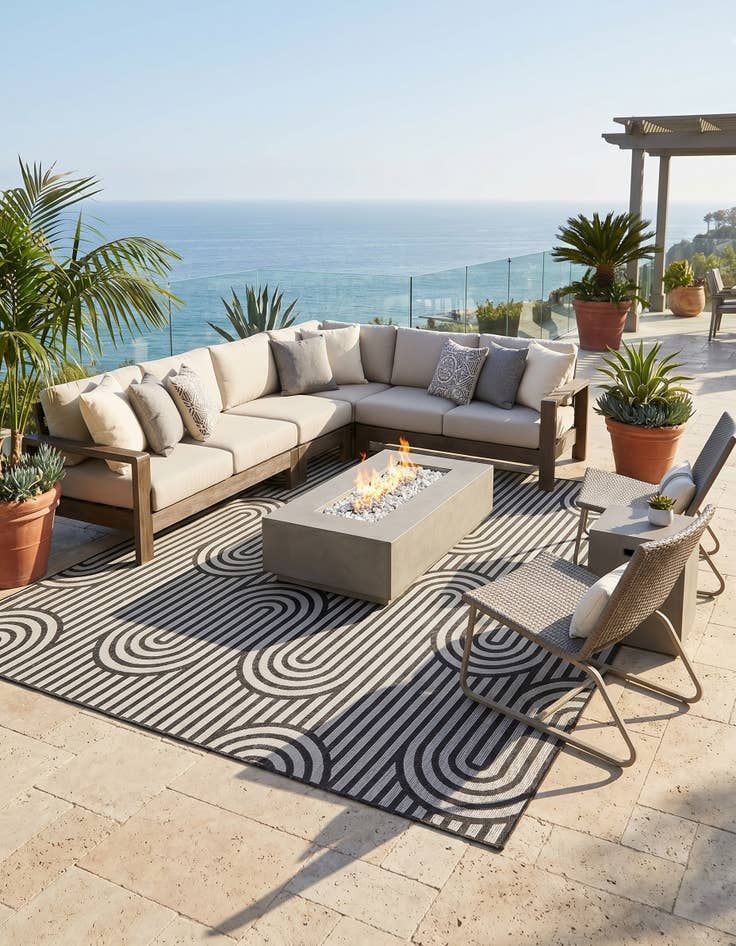 Detail image of 10' x 10' Easy-Clean Modern Indoor / Outdoor Square Rug