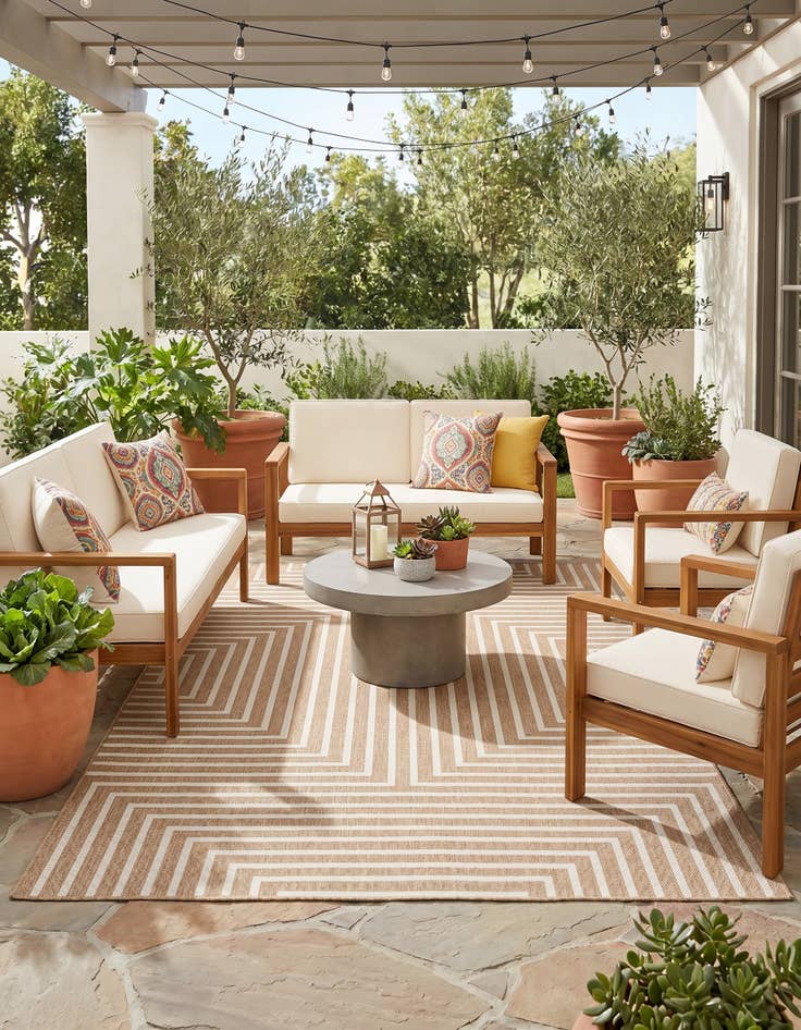 Detail image of 6' x 9' Easy-Clean Modern Indoor / Outdoor Rug