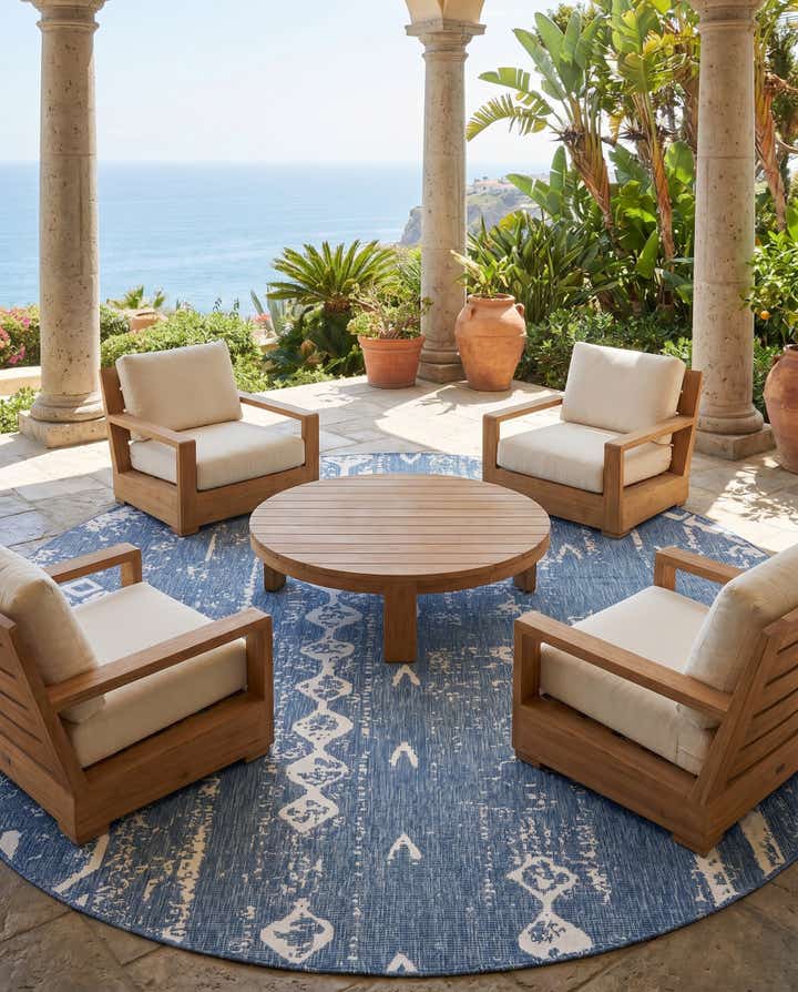 13' x 13' Easy-Clean Bohemian Indoor / Outdoor Round Rug