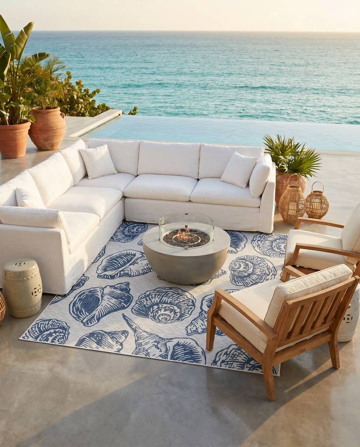 Detail image of 7' 10 x 7' 10 Easy-Clean Coastal Indoor / Outdoor Square Rug