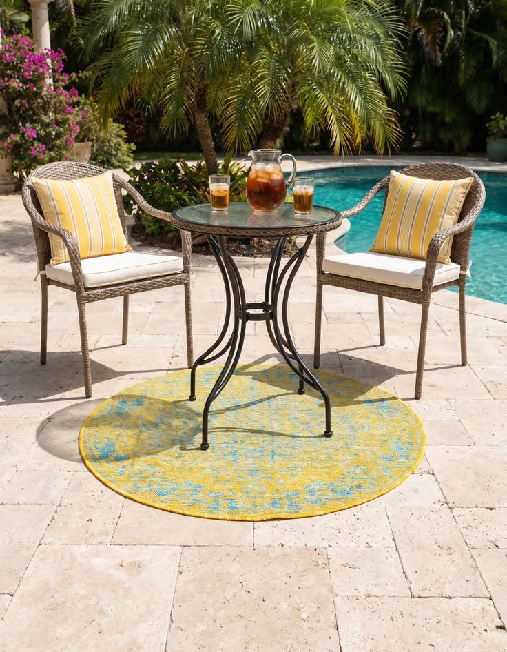 Detail image of 3' x 3' Easy-Clean Jill Zarin Dubai Indoor / Outdoor Round Rug