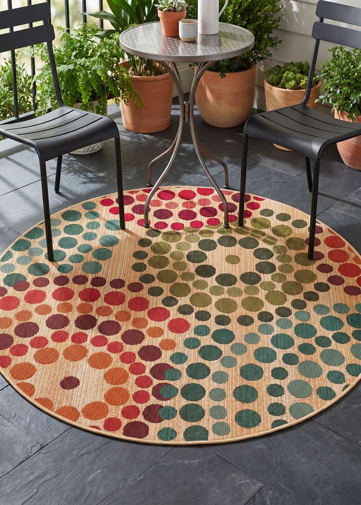 4' x 4' Easy-Clean Modern Indoor / Outdoor Round Rug