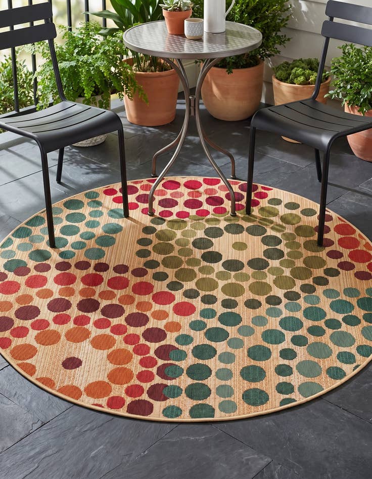 Detail image of 4' x 4' Easy-Clean Modern Indoor / Outdoor Round Rug