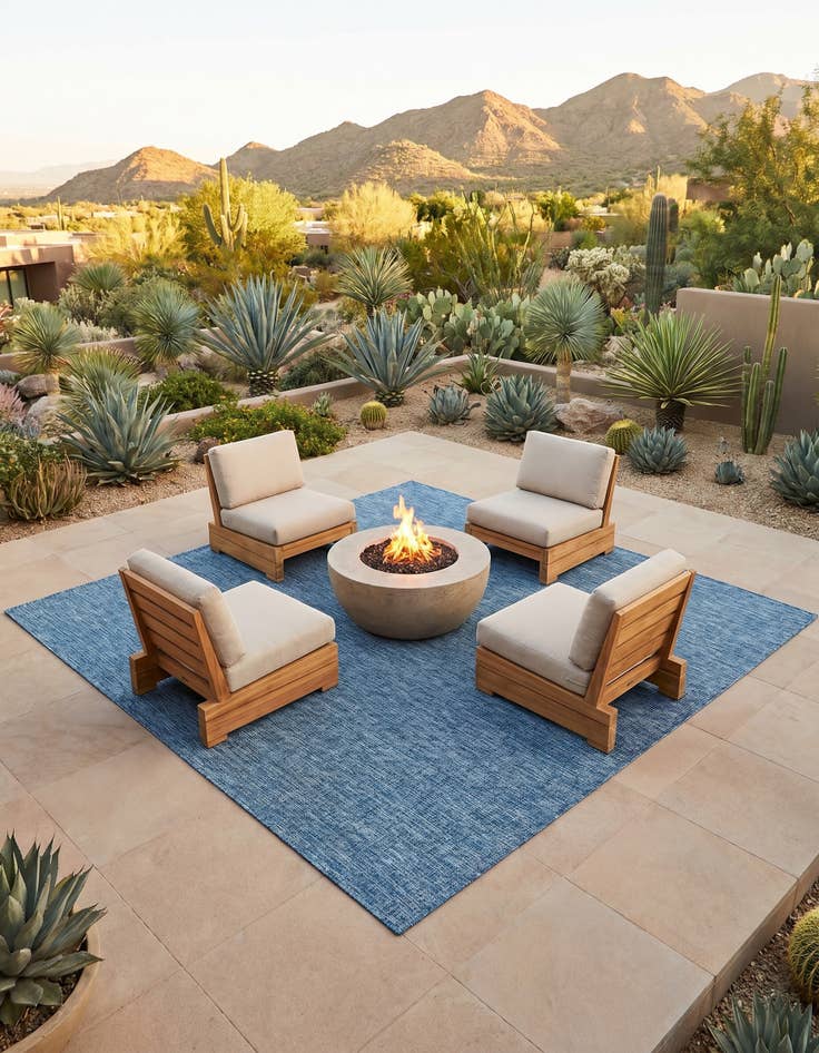 Detail image of 7' 10 x 7' 10 Easy-Clean Solid Indoor / Outdoor Square Rug