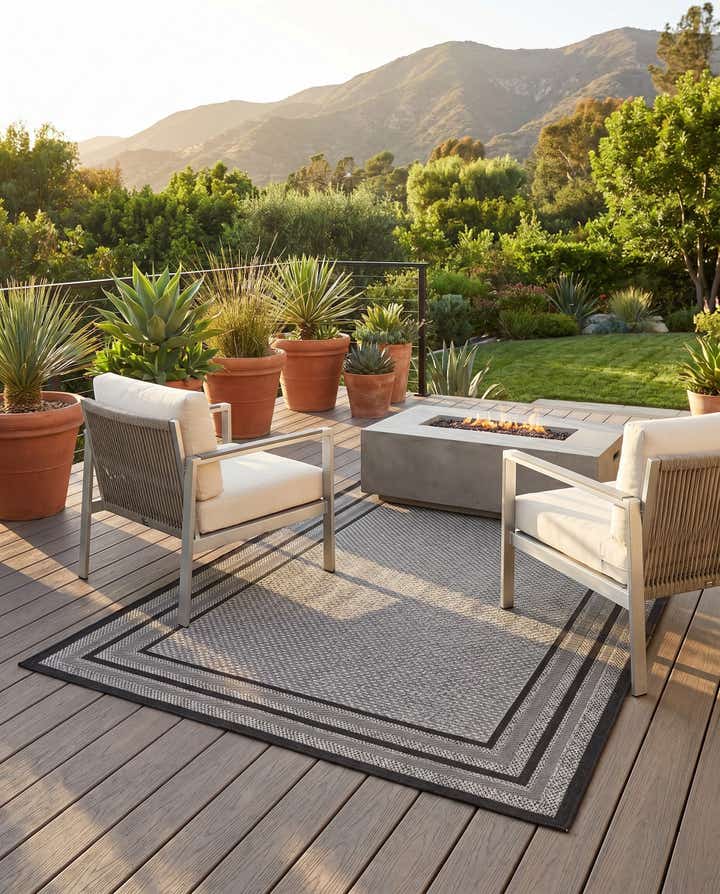 5' 3 x 8' Easy-Clean Border Indoor / Outdoor Rug