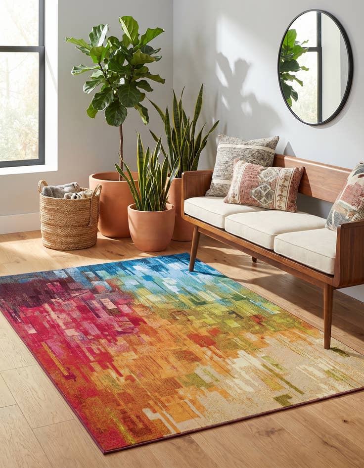 Detail image of 4' x 6' Easy-Clean Modern Indoor / Outdoor Rug