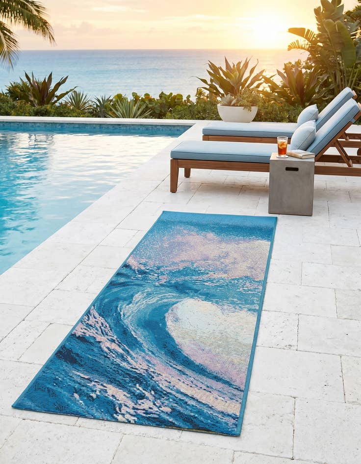 Detail image of 2' x 5' 1 Easy-Clean Modern Indoor / Outdoor Runner Rug