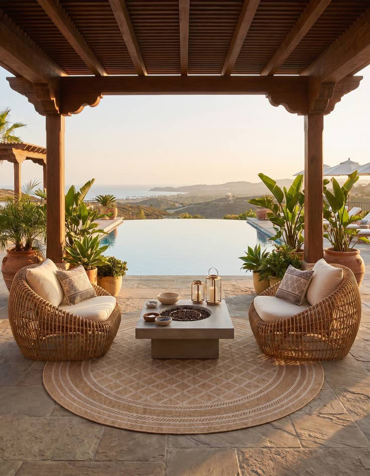 Detail image of 7' 10 x 7' 10 Easy-Clean Lattice Indoor / Outdoor Round Rug