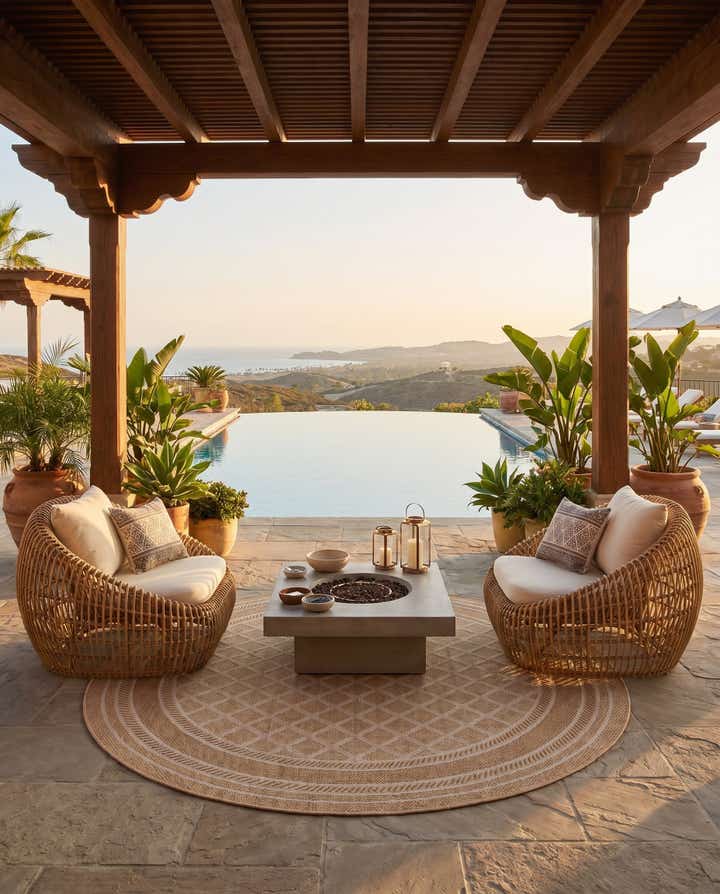 7' 10 x 7' 10 Easy-Clean Lattice Indoor / Outdoor Round Rug