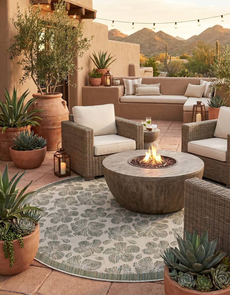 Detail image of 10' x 10' Easy-Clean Baja Indoor / Outdoor Round Rug