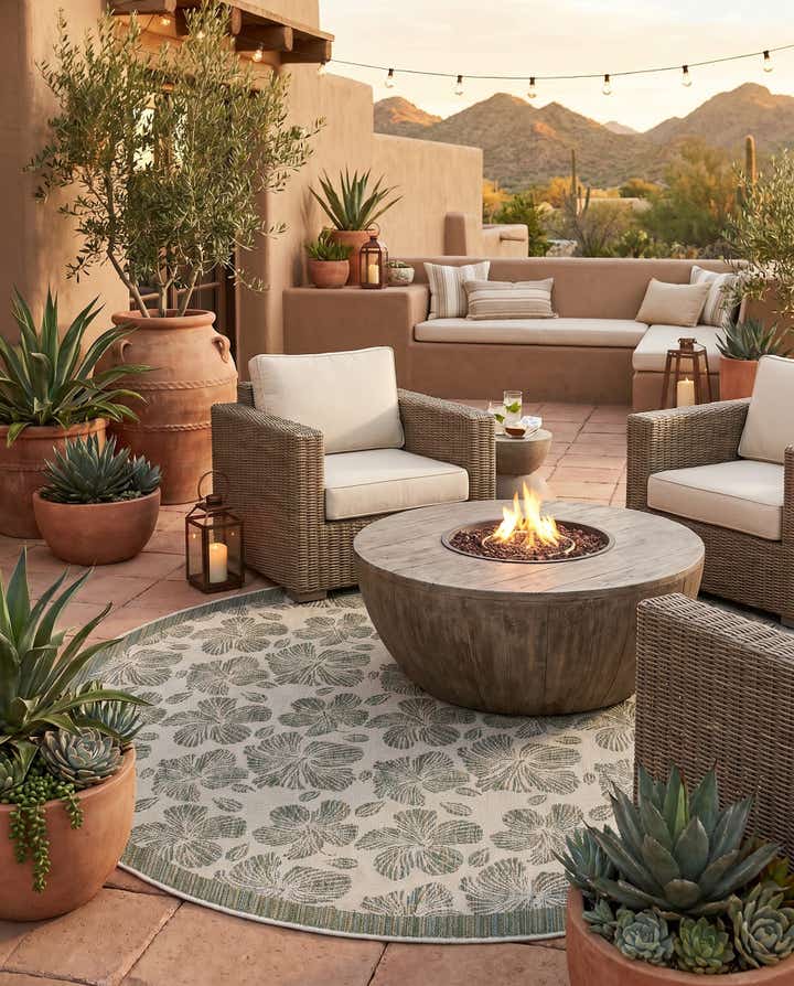 10' x 10' Easy-Clean Baja Indoor / Outdoor Round Rug