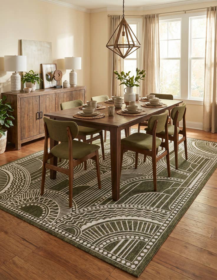 Detail image of 9' x 12' Easy-Clean Traditional Indoor / Outdoor Rug