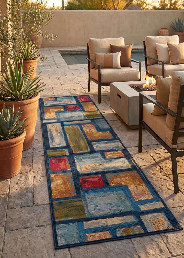 2' 7 x 10' Easy-Clean Modern Indoor / Outdoor Runner Rug