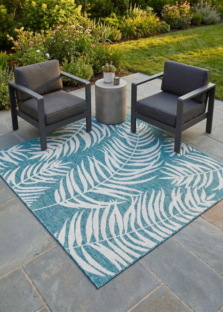 6' x 6' Easy-Clean Botanical Indoor / Outdoor Square Rug