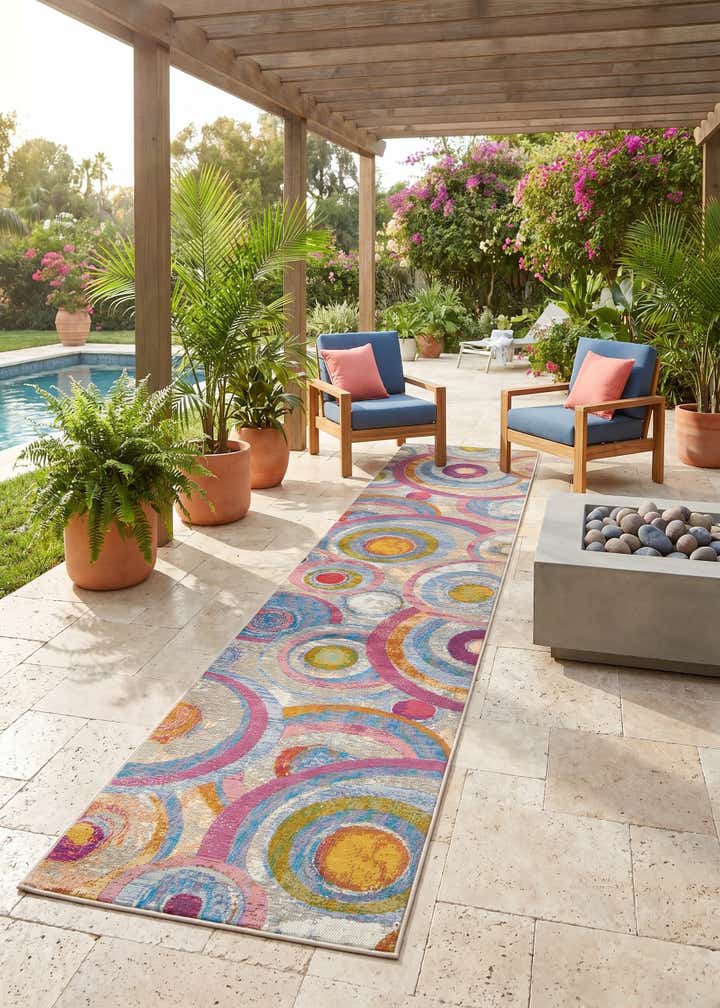 2' 7 x 12' Easy-Clean Modern Indoor / Outdoor Runner Rug