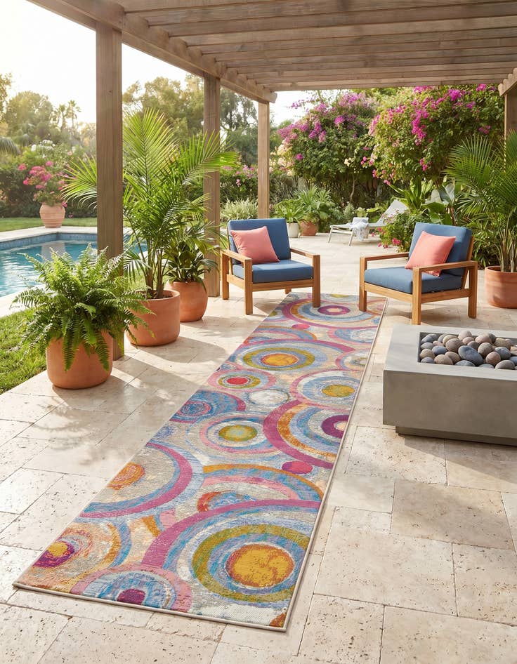 Detail image of 2' 7 x 12' Easy-Clean Modern Indoor / Outdoor Runner Rug