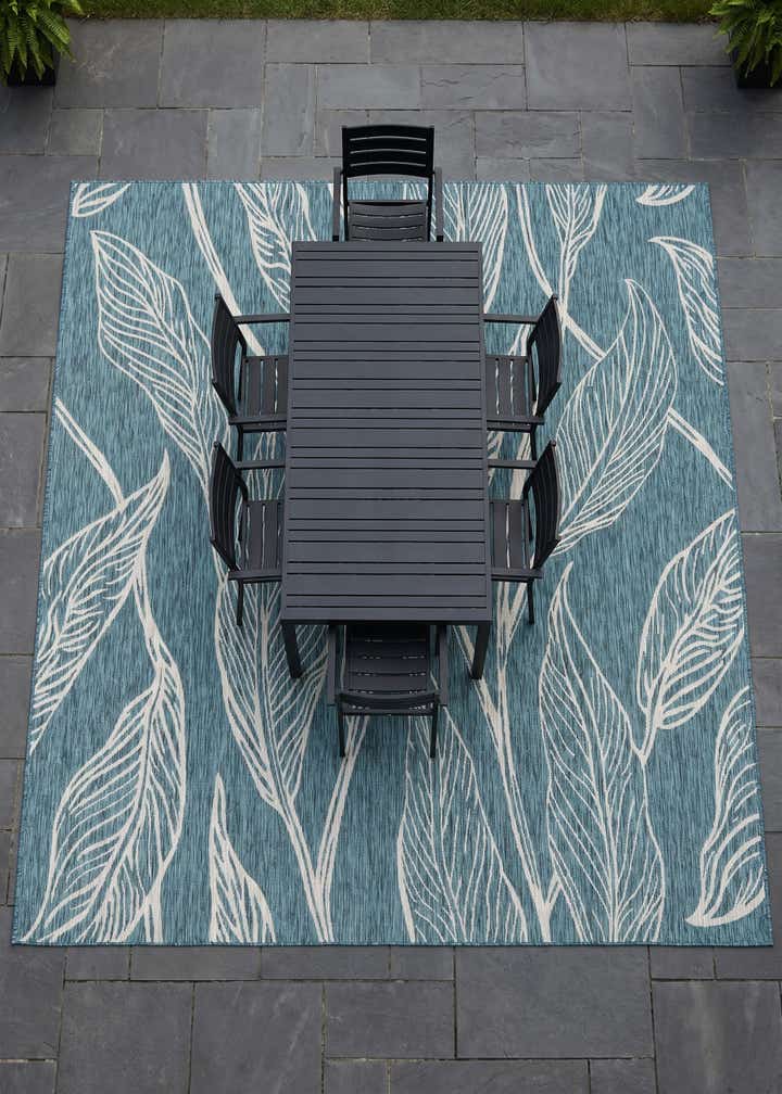10' 8 x 10' 8 Easy-Clean Botanical Indoor / Outdoor Square Rug
