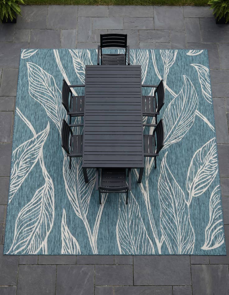 Detail image of 10' 8 x 10' 8 Easy-Clean Botanical Indoor / Outdoor Square Rug